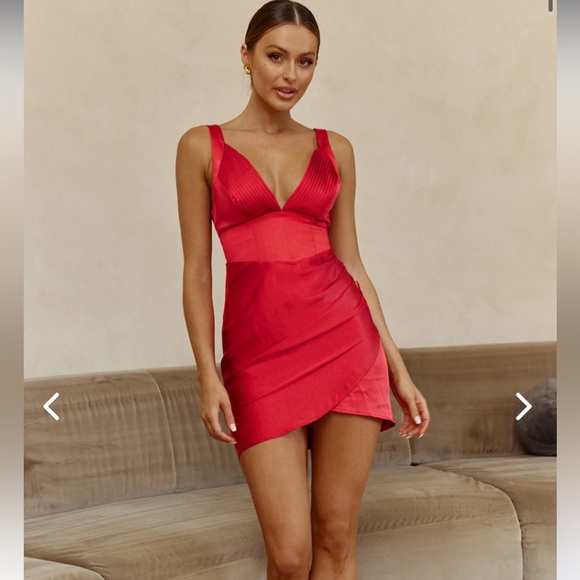 Selfie Leslie Come What May Pintuck Pleat Gathered Side Mini Dress Red NEW L/XL - Picture 16 of 16